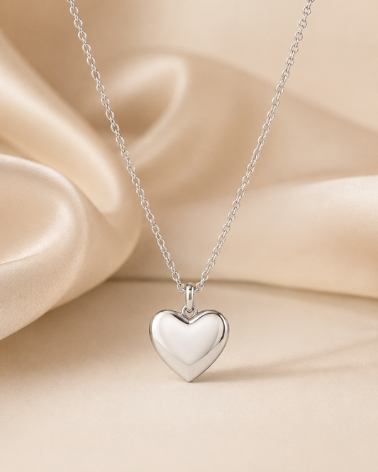Silver-Tone Heart Pendant Necklace